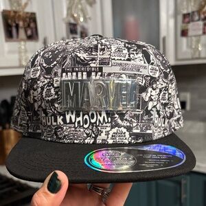 Marvel Monochrome Comic Hat with Silver Logo